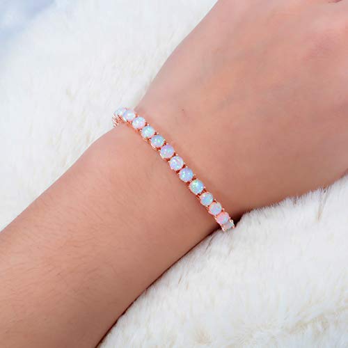 CiNily Adjustable Silver Plated Opal Tennis Bracelet for Women Girls - Fashion Jewelry Gift | Opal Bracelets in Sterling Silver,Rose Gold and Yellow Gold Plating4