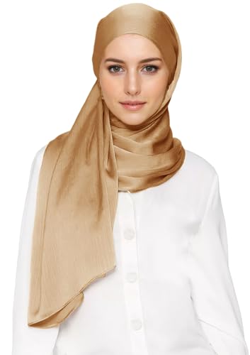 Lina & Lily Premium Crinkled Satin Hijab Head Scarf Shawl for Muslim Women - Main Image