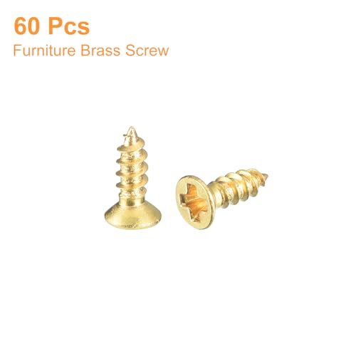 uxcell 60Pcs Tornillos de Latón para Madera, M2 x 6mm, Cabeza Plana Phillips, Tornillo Autorroscante para Madera para Bisagras de Puertas, Muebles de Madera y Electrodomésticos miniatura 3
