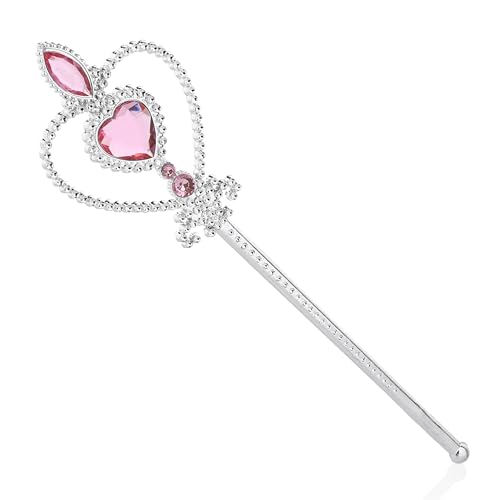 KarneLux Prinzessin Krone und Zepter Set Pink - Feen Zauberstab Kostümzubehör für Karneval, Fasching und Geburtstage