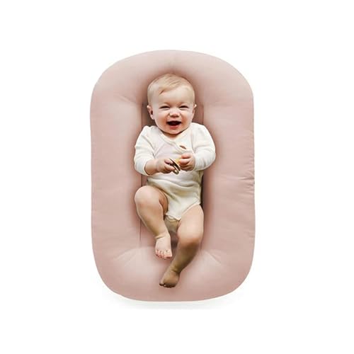 Image of DAOLUAN Baby Lounger for Infants 0-12 Months, Soft Organic Cotton Floor Seat, Portable (Pink)