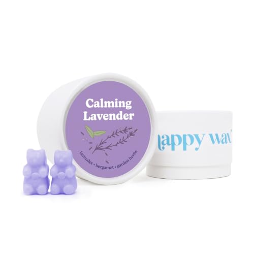 Happy Wax Calming Lavender Scented Bear Wax Melts - Natural Strong Lavender Scented Wax Melts Infused w/Essential Oils - Non Toxic Wax Melt. Scented Soy Wax Melts For Warmers (4 oz Tin)