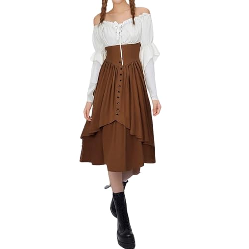Vestido abotonado de mujer en conjunto de dos piezas para diario y fiestas