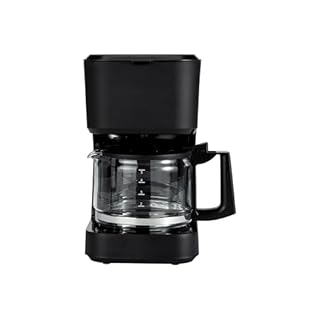Amazon Basics 5 Cup Drip Coffee Maker, Coffee Machine with Glass Coffee Pot (0.8 Qt), Auto Shut-off, Auto Pause, Removable Filter Basket, Matte Black