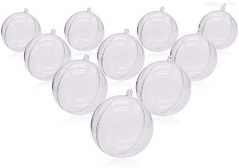 10 Pack Christmas Ornaments Ball Clear Plastic Fillable DIY Craft Ball Ornament 70mm/2.75in Xmas Tree Decoration Transparent Balls for New Years Wedding Home Decor Gift Storage