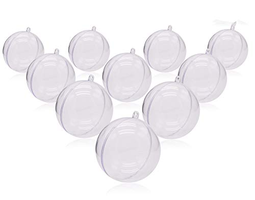 10 Pack Christmas Ornaments Ball Clear Plastic Fillable Diy Craft Ball Ornament 70Mm/2.75In Xmas Tree Decoration Transparent Balls For New Years Wedding Home Decor Gift Storage #TOP3