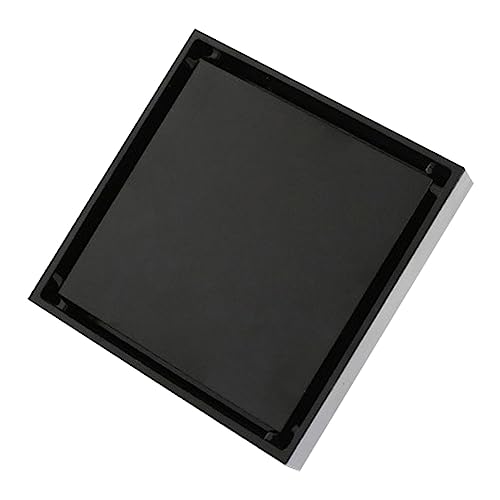 Suqare Drianer de Douche, Siphons de Sol Invisibles de 4 Pouces avec Insert de Carrelage, Siphon de Sol de Douche en Acier Inoxydable avec écrans Amovibles, Siphon de Sol de Salle de Bain(Noir)