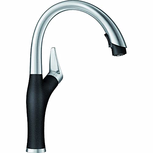 BLANCO, Anthracite 442023 ARTONA Color-Coordinated Pull-Down Dual Spray Kitchen Faucet, 2.2 GPM