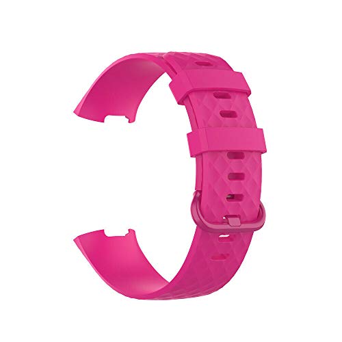 Vaporly UK Replacement Watch Strap for Fitbit Charge 3 / Charge 4 / Charge 3 SE Strap Standard Silicone Wristband Band Watch Wrist Straps (Large, Hot Pink)