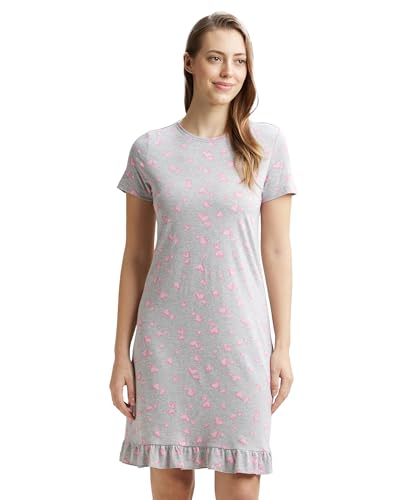 Image of Jockey RX25 Women Micro Modal Cotton Ruffled Hem Styled Half Sleeve Printed Sleep Dress (Colors & Prints May Vary)