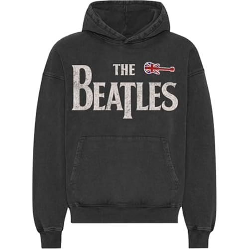 Rock Off officially licensed products The Beatles Guitar & Drop T Official Unisex Hoodie Hooded Top (Large) Grey