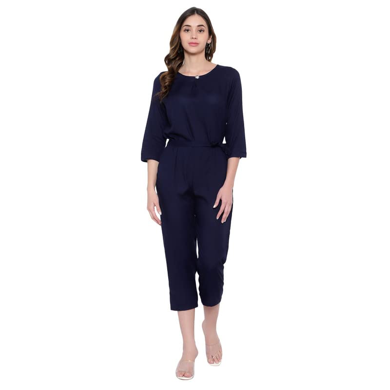 Image of Women's Knee Length Full sleeves jumpsuit (multicolor)