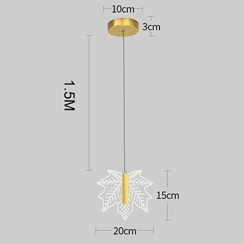 Mjsdjof Bedhangende Hanglamp Creatieve Enkele Kop Hanglamp Armatuur Acryl Esdoornblad Ontwerp Droplight Interieurdecoratie Kleine Kroonluchter LED-verlichting [Energieklasse A++] photo 3