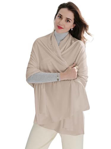 VENVSBEE Shawl Wraps for Women Soft Silky Travel Scarf Lightweight Airplane Travel Essentials Travel Accessory-04 Jersey Khaki