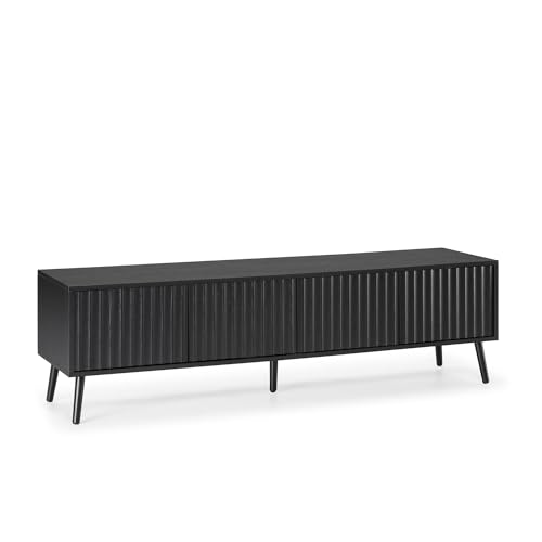 HOMN LIVING TV-Schrank Lluvia 4 Türen, Farbe: Schwarz, 160 cm (Breite) 40...
