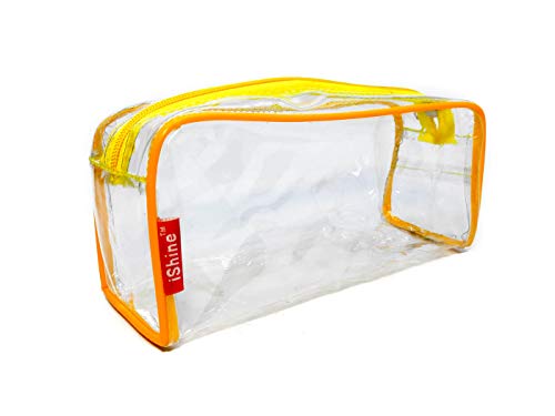 Image of iShine Multipurpose Travel Morning Zipper Pouch for Men and Women Transparent Medium (Pack of 3, Yellow)