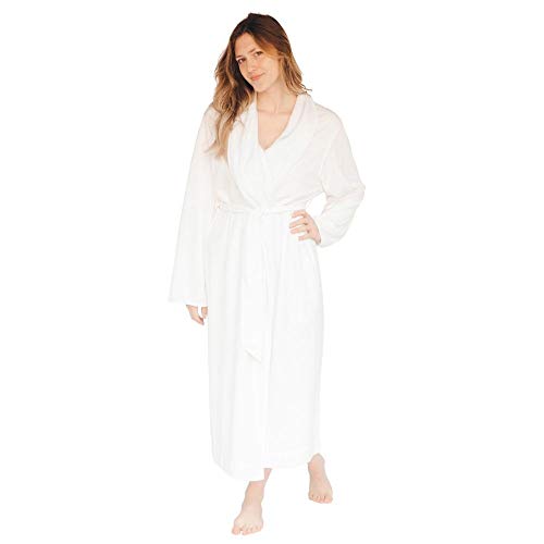 Telegraph Hill - Double Layer Waffle Knit Check Robe | Soft Microfiber Spa Bathrobe (Extra Large, White)