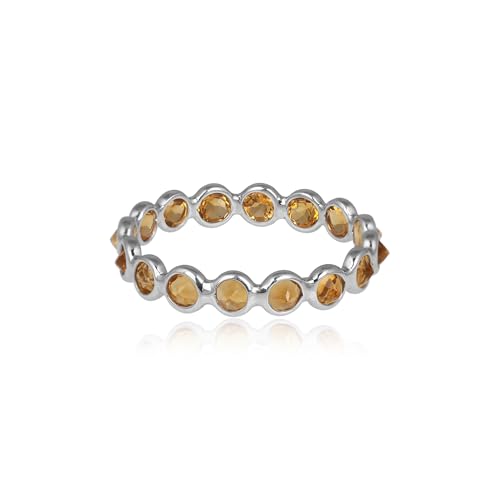 Citrine Gemstone Stacking Eternity Band Ring for Women 925 Sterling Silver Dainty Band Minimalist Jewelry Gift3