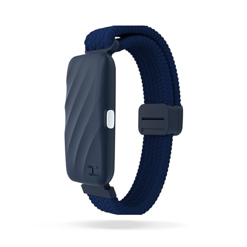 Homedics WakeBand Vibrating Alarm Wristband - Silent Alarm Clock Alternative with 9 Modes & Snooze Function App Control Gentle Vibration Wake Up Watch with Soft Fabric Band Blue