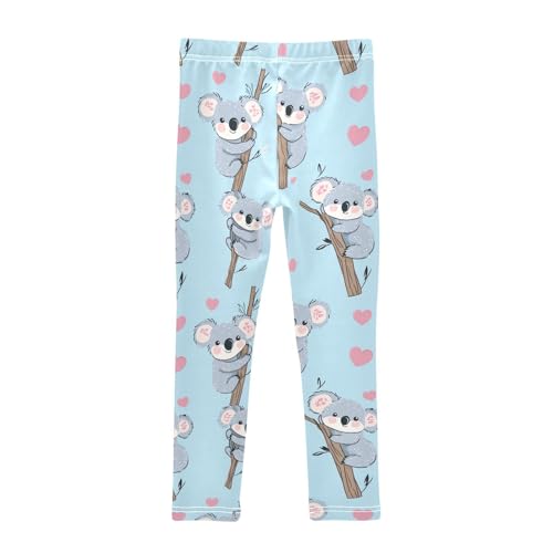 Cute Koalas Bears Girls' Leggings Toddler Doodles Pink Hearts Kids Yoga Pants Dance Active Tights 4T2