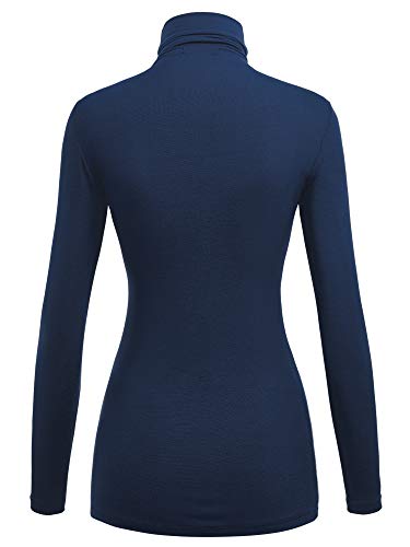 Image of Lock and Love Women's Turtleneck Top Lightweight Long Sleeve Slim Fit Pullover, Soft Rayon Stretch Layering Basic, S-3XL