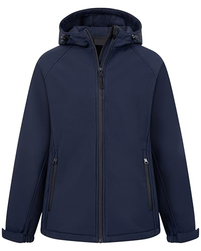 Mivaro Kinder Softshelljacke Dunkelblau in Größe 158/164 - wasserdichte Übergangsjacke Herbstjacke weich gefüttert Atmungsaktiv Winddicht Funktionsjacke Outdoor Schuljacke für Kids
