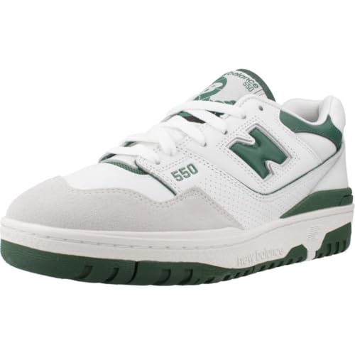New Balance Men's BB550 Sneaker, White/Team Forest Green, 9 Medium US