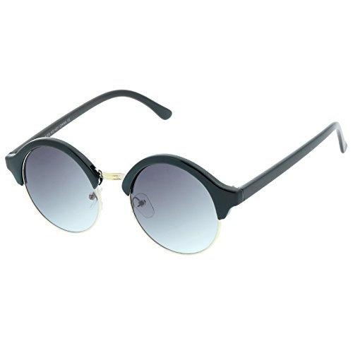 zeroUV Classic Semi-Rimless Metal Nose Bridge P3 Round Sunglasses 47mm2