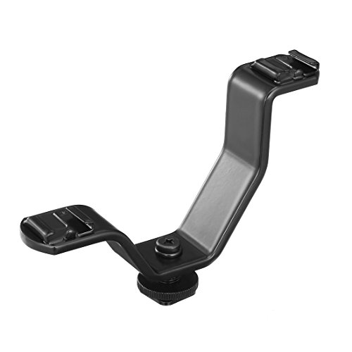 Aexit Double Mounting Lighting fixtures and controls V-Shape Flash Shoe Bracket Studio Holder 12cmx9cm Black