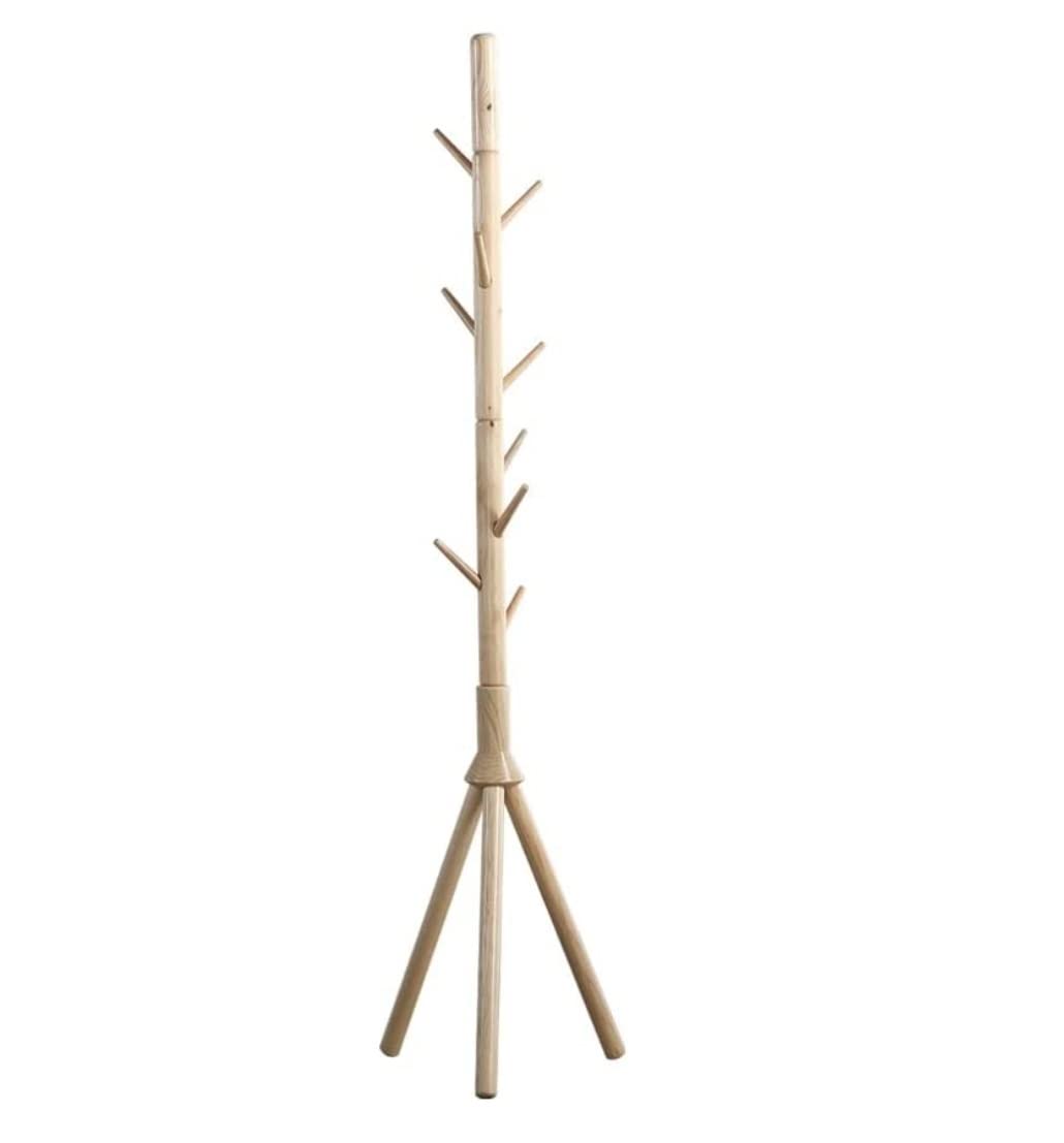 Perchero de Pie para Ropa Perchero De Pie De Madera Maciza Con Trípode De 9 Ganchos Para Abrigos, Sombreros, Entrada, Pasillo, Perchero De Suelo Percheros de Pasillo Estante(B)