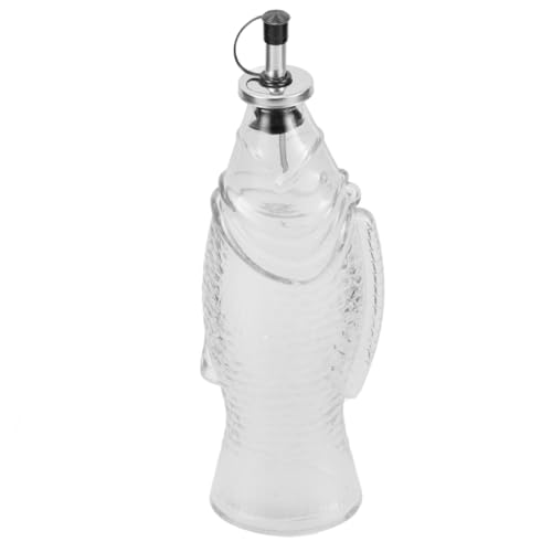 Luxshiny Oil Pitcher for Kitchen Glass Oil Dispenser Bottle Fish Shape Decorative Sauce Container Large Capacity Sauce Bottle