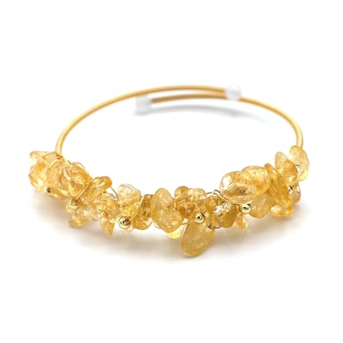 Miracles Minéraux Bracelet plaqué or avec pierre semi-précieuse, perles naturelles | création artisanale| lithothérapie (Ines| citrine)
