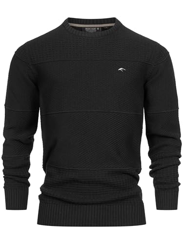 Indicode Herren Injustice Pullover mit Rundhals-Ausschnitt | Herrenpullover Pulli Strickpullover für Männer Black, L