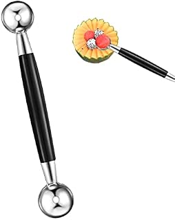 1 PC Double Sided Melon Baller, Round Melon Balls Fruit Baller Scoop Melon Baller Scoop Stainless Steel Melon Baller Melon Scoop Double Scoop Ice Cream Cone Double Dessert Scoop for Fruit Ice Cream