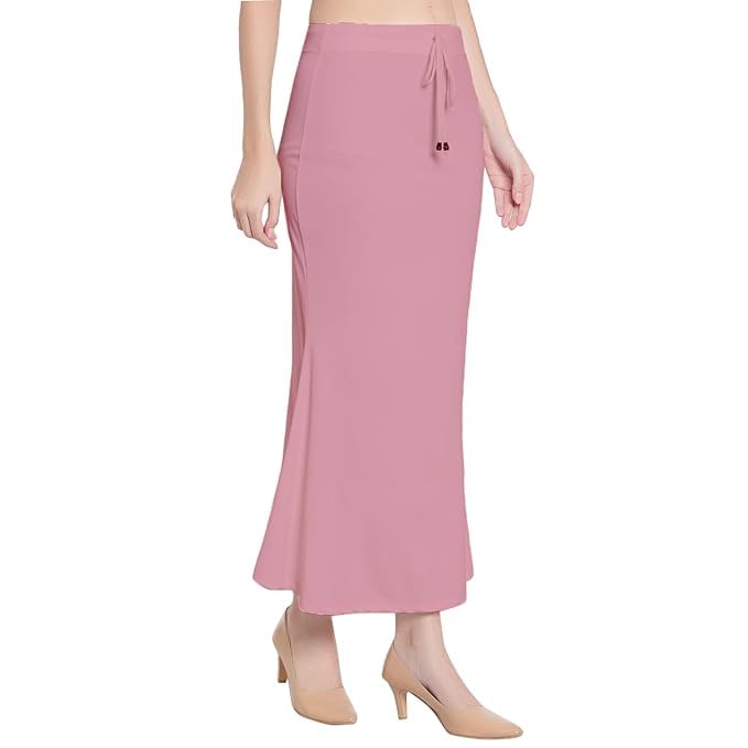 Image of Saree Shapewear Petticoat for Women Cotton Blended Lycra Shaper Petticoat with Elastic & Lace (Drawstring) Long Under Skirt Fishcut Wrinkle Free Shapewear