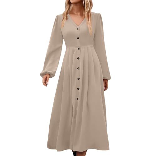 Mis Pedidos, Vestidos Mujer Casual Largo Manga Larga Elegantes Vestido Primavera Deporte Vestidos para Bodas Tallas Grandes Oversize Invierno Rebajas Suave Ropa Nieve Mujer Caqui M