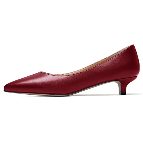 WAYDERNS Women's Matte Pointed Toe Slip On Kitten Low Heel Pumps Shoes 1.5 Inch2