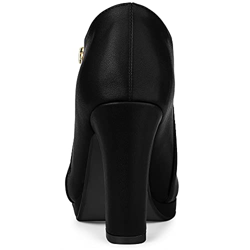 Allegra K Women's Platform Round Toe Chunky Heelss Ankle Booties4