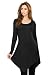 Lock and Love LL WT960 Womens V Neck Long Sleeve Tunic Top With Asymmetrical Hem XL Black