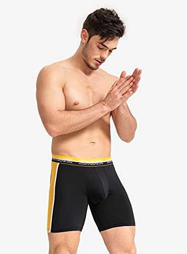 Separatec Men's Athletic Cool Mesh Fast Dry Long Leg Boxer Briefs Dual Pouch Underwear 2 Pack #TOP2