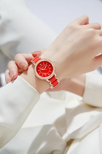 Image of Giordano Flower Case Watch for Women with Crystal-Studded Bezel, Diamond Hour Markers & Dual Tone Stainless Steel Strap