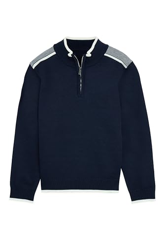 RAW X (4-12) Quarter-Zip Long Sleeve Mock Neck Knit Sweater for Kids and Boys, Big Kids Knit Sweater for Fall and Winter