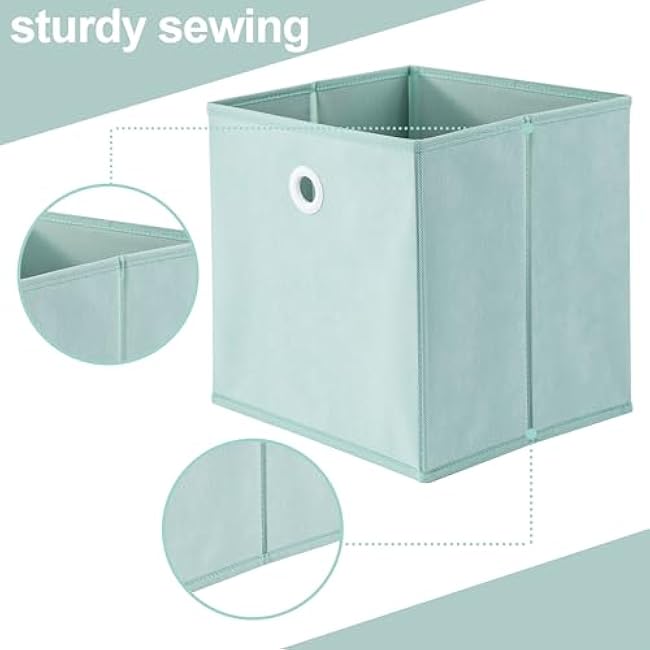 Storage Cube Organizer 10.5 x 10.5 x11 Inch Storage Bins Non-woven Fabric Pack of 6 (Mint Charm Pure Mint Bag)