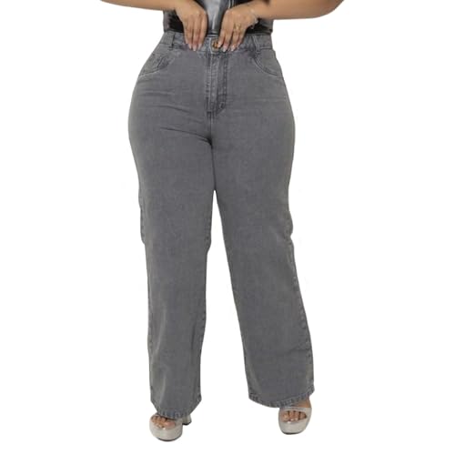 CALÇA JEANS RETRÔ WIDE LEG PLUS SIZE WID LEG PANTALONA PREMIUM (BR, Numérico, 50, Plus Size, Regular