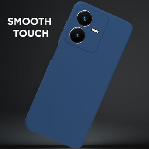 Image of Outlouders Back Cover for Vivo Y22 | Camera Protection | Durable Soft Matte Silicone Bumper Case (Blue)