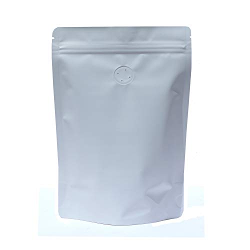 AwePackage High Barrier 8oz Foil Stand up Zipper Pouch Coffee Bag with Valve (Matte White, 10)