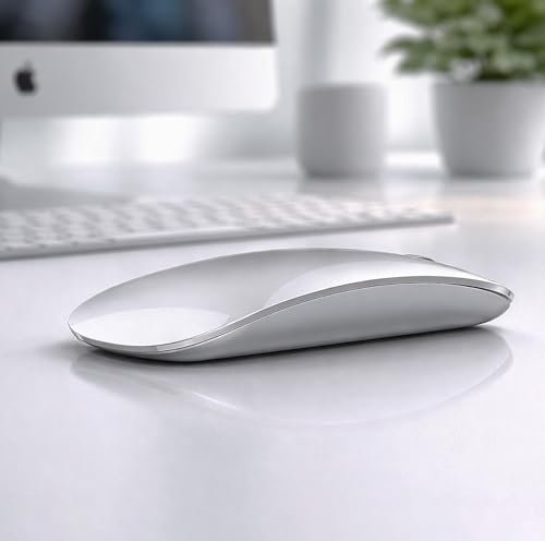 Image of Offbeat - Atom Dual Bluetooth 5.1+5.1 & 2.4Ghz Wireless, Type-C Rechargeable 100 Hours Battery Silent Click Mouse, Triple Device connectivity Windows, Mac, iOS, Android (Silver)