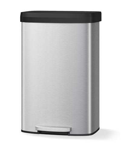 Papelera de cocina rectangular 21 gal acero inoxidable plateado
