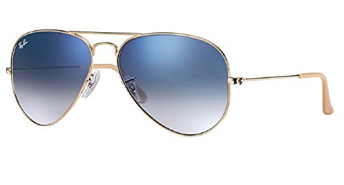 Ray Ban RB3025 001/3F 62M Gold/Light Blue Gradient Aviator, Gold/Crystal Light Blue Gradient, 62 mm