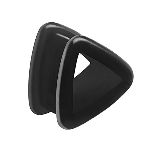 Taffstyle Piercing dilatador para la oreja, de silicona, triángulo, flexible, 8 mm, color negro Cover